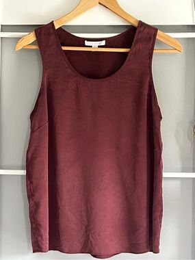 100% Silk Tulip Backed Burgundy Tank Top by Lunya